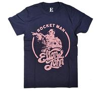 Old Skool Hooligans T-Shirt Elton John Rocketman Retro Circle Rose 100% Officiel - Bleu - Small
