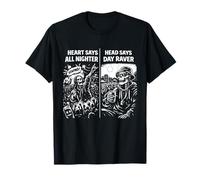 Old Skool Rave All Nighter Day Raver Squelette Raving des années 90 T-Shirt