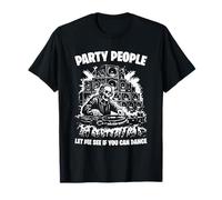 Old Skool Rave DJ Squelette Party People Raver Dance Raving T-Shirt