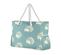 Old Slow Style Hérisson écume de mer Bleu sarcelle Sac fourre-tout de travail avec poches latérales Sac de voyage Sac à main de sport de plage Parfait pour les voyages, la piscine, la natation, la