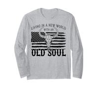 Old Soul New World, Drapeau américain, Patriotique, crâne Pays Manche Longue