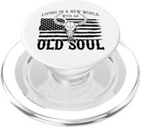 Old Soul New World, Drapeau américain, Patriotique, crâne Pays PopSockets PopGrip pour MagSafe