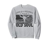 Old Soul New World, Drapeau américain, Patriotique, crâne Pays Sweatshirt
