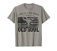 Old Soul New World, Drapeau américain, Patriotique, crâne Pays T-Shirt