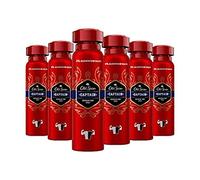 Old Spice Captain Lot de 6 déodorants pour le corps en spray sans aluminium pour homme Parfum longue durée 6 x 150 ml
