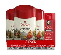 Old Spice Men's Antiperspirant et D odorant Volcano avec charbon de bois 2,6 oz (paquet de 3) avec un swagger de la taille de voyage Wash
