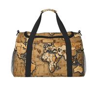 Old Stained World Map Print Sac de voyage fonctionnel Grand espace Sac de voyage pliable Sac de transport fourre-tout pour le w nd