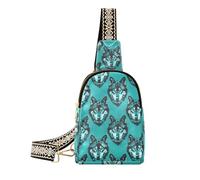 Old Style Animal Wolf Turquoise Sacs pour homme Petit sac à bandoulière mignon pour la randonnée, Old Style Animal Wolf Turquoise, Ancien Loup Turquoise