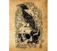 Old Style Raven on Skull with Roses Sketchbook - White Color Interior Sketch Pages for Art - Sketch Pages Numbered: This Sketch Book (Sketchbook) is a ... doodling, writing, and brainstorming.