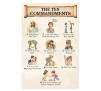 Old Testament Posters for Kids - The Ten Commandments Bible Verse Wall Art, Foundational Christian Scripture for Home Classroom Church Religious Education (Framed,08x12inch(20x30cm))