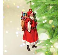 Old Time Santa Ornement Souvenir Old World Traditionnel Rond Arbre de Noël Ornement Souvenir Histoire du Père Noël Boule de Noël Acrylique pour Décoration de Vacances