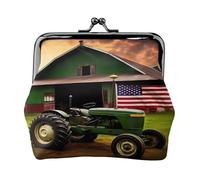 Old Tractor Photo Farm - Porte-monnaie compact pour femme avec serrure imperméable pour cadeaux de voyage, Noir , Taille unique, Sac à dos décontracté