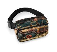 Old Tractor Photoes Farm Sac banane avec sangle réglable Sac banane tendance pour sports de plein air randonnée Blanc 20 x 13 cm