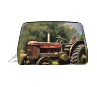 Old Tractor Photoes Farm Trousse de toilette en cuir pour femme, Argenté., Taille unique, Trousse de toilette