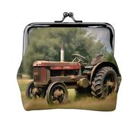 Old Tractor Photoes Porte-monnaie de ferme Porte-monnaie pour festivals et occasions spéciales, noir, One Size, Art déco
