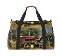 Old Tractor Photoes Sac de voyage à la ferme, sac de week-end pour femme et homme pour les aventures en plein air, idéal pour le camping et la randonnée, noir, One Size