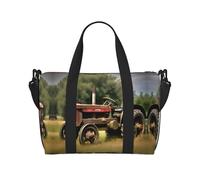 Old Tractor Photoes Sac de voyage imprimé ferme, sac de sport, sac de voyage, sac de nuit, sac de week-end pour homme et femme, noir, One Size
