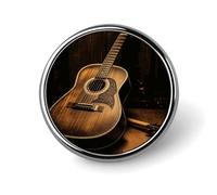 Old West Guitar Épinglette ronde pour femme Boutons et épingles en métal Broche mignonne Broche rétro Pinback Badge Mode Épingles pour chapeau, sacs à dos, cravate, costume, accessoire de fête de