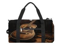 Old West Sac de sport pour femme et homme avec compartiment à chaussures étanche Sac de voyage Sac de sport pour salle de sport Yoga, Guitare Old West, Taille unique
