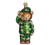 Old World Christmas armée Ours en Verre soufflé Ornement