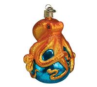 Old World Christmas Ornements : Animaux de mer et d'eau Ornements soufflés en Verre pour Arbre de Noël, Pieuvre, 3¾"