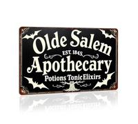 Olde Salem Plaque en métal pour fête d'Halloween, cuisines de ferme, salons rustiques et entrées vintage, potions, toniques et élixirs, 20,3 x 30,5 cm