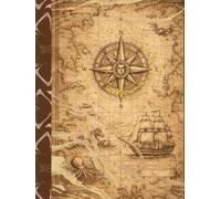 Olde World Map Journal: Cream & Gold Compass and Boat