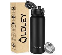 OLDLEY Bouteille d'eau Acier Inoxydable 600ml Bouteille Isotherme à Double Paroi pour Garder les Boissons Chaudes et Froides Sans BPA Bouteille d'eau Isolée Métal pour Sport Travail(Noir)