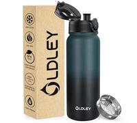 OLDLEY Bouteille d'eau Acier Inoxydable 600ml Bouteille Isotherme à Double Paroi pour Garder les Boissons Chaudes et Froides Sans BPA Bouteille d'eau Isolée Métal pour Sport Travail(Vert Noir)