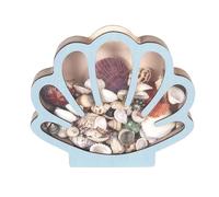 Oldmoom Boîtier d'Exposition pour Coquillages - Étui Porte-Coquillages En Bois - Organisateur Élégant pour Bijoux et Babioles, Décor d'Étagère pour Petits Objets comme Étoiles de Mer, Anneaux,