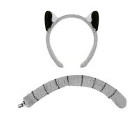 Oldmoom Déguisements Pour En Forme D'Animaux - Serre-Tête À Oreilles De Lémur Avec Queue - Accessoires de Déguisement pour Garçons Fête d'Halloween Cosplay Carnaval Spectacle Scénique Mascarade