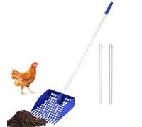 Oldmoom Ramasse-Crottes De Poule,Râteau et Pelle à Fumier pour Coq Poule | Outil en d'Aluminium Détachable pour Basse-Cour Étable Cheval Lapin Chèvre Hamster Canard