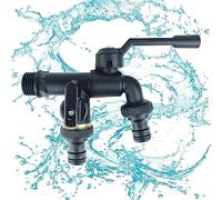 Oldmoom Robinet de Tuyau d'arrosage - Bibcocks Robinet à Double Sortie 1/2" Outils de Jardin extérieur antigel en Laiton Noir,Séparateur de Robinet Séparateur de Tuyau Séparateur de Tuyau d'arrosage