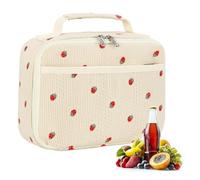 Oldmoom Sac à Repas Adorable, Tote Repas Mignon, Contenants Isothermes en Velours Côtelé Réutilisables Étanches Portables pour École Adultes Travail Voyage Plage Pique-nique