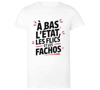 Oldrytee À Bas L’état Les Flics T-Shirt Femme en Coton Blanc Femme T-Shirt White Women