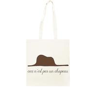 Oldrytee Ceci Pas Un Chapeau Petit Prince Magritte Shopping Beige Unisex Totebag Coton