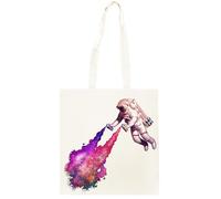 Oldrytee Étoiles Filantes - L'artiste Astronaute Shopping Beige Unisex Totebag Coton