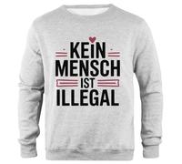 Oldrytee Kein Mensch Ist Illegal Grau Sweatshirt-Pullover Unisex Einfache Passform Grey Sweatshirt Jumper Unisex