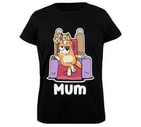 Oldrytee La Maman du Chien Porte Une Couronne T-Shirt Femme en Coton Noir Femme