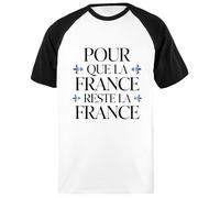 Oldrytee pour Que La France Reste T-Shirt Unisexe Noir en Coton Surdimensionné Baseball Tshirt White Black Short Sleeve