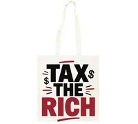 Oldrytee Tax The Rich Shopping Beige Unisex Totebag Cotton