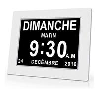 OLDTIME® 8" LCD Horloge Numérique Calendrier avec Date, Jour Et Heure | Alzheimer | C'est pour Les Parents, Grands-Parents Et Enfants-White
