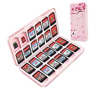 OLDZHU Mignon Rose Boite de Rangement Jeux Switch pour Nintendo Switch,Étui de Rangement pour Carte de Jeu Portable avec 24 emplacements pour Cartes de Jeu et 24 emplacements Our Cartes Micro SD