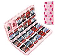 OLDZHU Mignon Rose Boite de Rangement Jeux Switch pour Nintendo Switch,Étui de Rangement pour Carte de Jeu Portable avec 24 emplacements pour Cartes de Jeu et 24 emplacements Our Cartes Micro SD