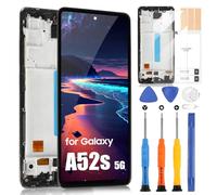 OLED Écran pour Samsung Galaxy A52s 5G A528B LCD Écran Tactile Assemblée Remplacement Écran En Verre Digitizer avec Réparation Kit (6,5 ", Support pour Empreintes Digitales)