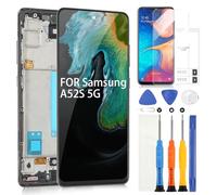 OLED Écran pour Samsung Galaxy A52s 5G Écran pour Galaxy A52s 5G A528B SM-A528B/DS LCD Display Touch Screen Assembly avec Réparation Kit(6,5", Noir avec cadre)