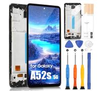 OLED Écran pour Samsung Galaxy A52s 5G LCD Ecran pour Samsung A52s 5G SM-A528B, SM-A528B/DS Écran Tactile Digitizer Assembly + Réparation Kit (Noir avec Cadre)