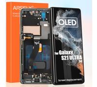 OLED Écran pour Samsung Galaxy S21 Ultra 5G G9980 SM-G998B SM-G998U LCD Écran Tactile Assemblée Remplacement Écran de Verre Numériseur avec Réparation Kit (6,8", Noir avec Cadre)