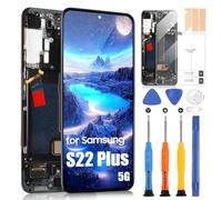 OLED Écran pour Samsung S22 Plus 5G LCD Écran pour Galaxy S22+ 5G S906 SM-S906B SM-S906U LCD Touch Screen Assembly avec Réparation Kit (Noir avec Cadre, Support Empreintes Digitales, US Version)