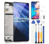 OLED LCD Écran pour Samsung Galaxy M51, LCD Écran Remplacement pour Samsung Galaxy M51 M515F SM-M515F SM-M515F/DSN 6,7" Tactile Assemblée Remplacement Verre Digitizer avec Outils (Noir avec Cadre)